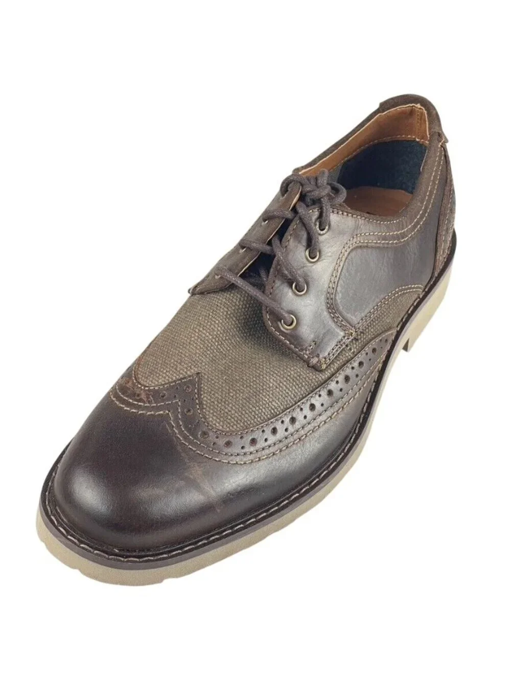 Lucky Brand Mens Brown Leather Wingtip Lace-Up Oxford Shoes Size 9M